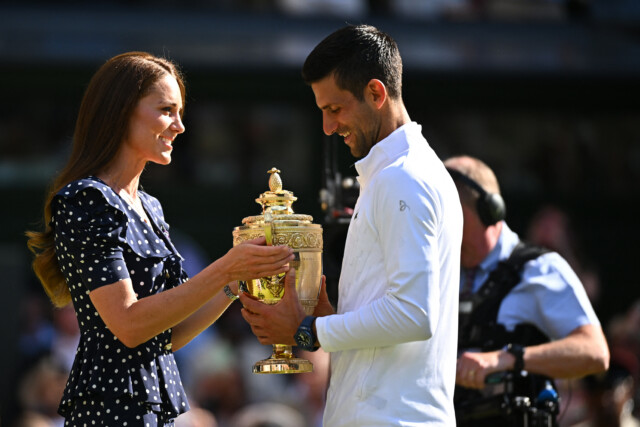 Kate revealed her kids play tennis to Wimbledon champion Novak Djokovic on Sunday