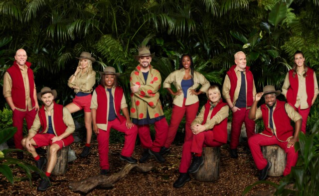 Left to right: Mike Tindall, Owen Warner, Olivia Attwood, Charlene White, Boy George, Chantelle Douglas, Sue Cleaver, Chris Moyles, Babatunde Aléshé and Jill Scott