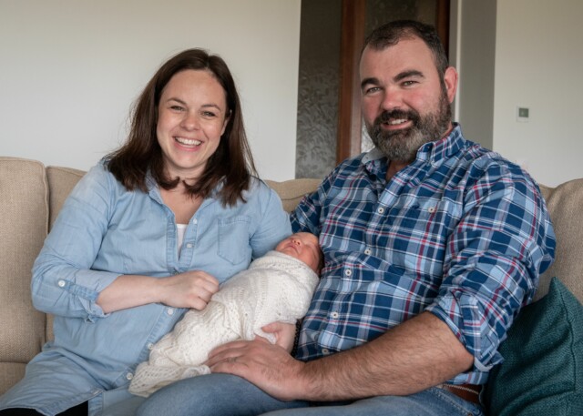 Kate Forbes with hubby Ali MacLennan and new baby Naomi