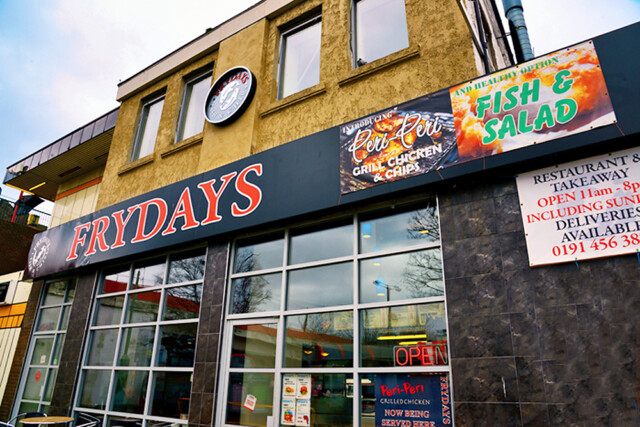 Looking for Quality Fish and Chips in South Shields?.FRYDAYS is a family run fish and chips restaurant & take away in the heart of South Shields. The food is excellent and the restaurant is comfortable...FRYDAYS is located just past underneath the last metro bridge in shields town centre facing the general post office..We cater for all ages. Come along and you will find something you love.. ..At FRYDAYS Fish Bar and Grill you will find the fresh fish fried in homemade batter accompanied by the best British potato chips. We only cut our chips from Maris Piper potatoes. We fry our ingredients in Palm vegetable oil only, which is low in trans-fats delivering delicious non-greasy fish & chips... ..At Frydays in South Shields we are proud of what we do and provide fantastic food and good quality service at our Restaurant and Takeaway in South Shields. To book a table or order a takeaway please call 0191 456 3873