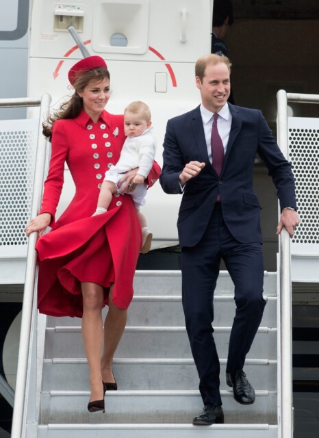 Mandatory Credit: Photo by Shutterstock (3686800e)..Prince William, Catherine Duchess of Cambridge and Prince George arriving at the Military Terminal at Wellington Airport on a Royal New Zealand Air Force aircraft..Prince William and Catherine Duchess of Cambridge visit Wellington, New Zealand - 07 Apr 2014