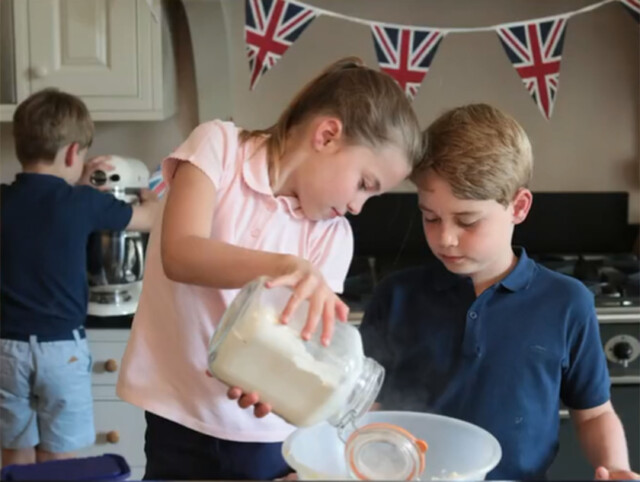 TIMES GRAB // Taken from Twitter of The Duke and Duchess of Cambridge with the caption " Baking cakes for the local community in Cardiff to enjoy at a Platinum Jubilee street party taking place today! " - URL: https://twitter.com/KensingtonRoyal/status/1533359456376987649