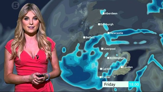 Sian Welby on Channel 5 News, weather