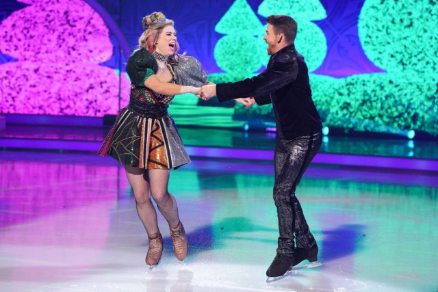 Editorial use only Mandatory Credit: Photo by Kieron McCarron/ITV/REX/Shutterstock (14335673ay) Lou Sanders and Brendyn Hatfield 'Dancing on Ice' TV Show, Series 16, Episode 5, Hertfordshire, UK - 11 Feb 2024