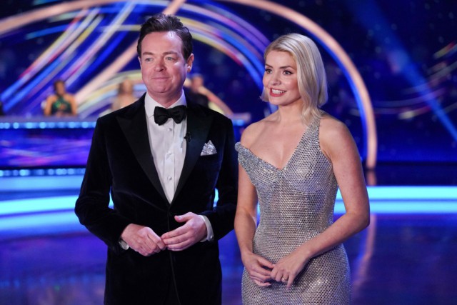 Editorial use only Mandatory Credit: Photo by Kieron McCarron/ITV/REX/Shutterstock (14378957ly) Stephen Mulhern and Holly Willoughby 'Dancing on Ice' TV Show, Series 16, Episode 9, Hertfordshire, UK - 10 Mar 2024